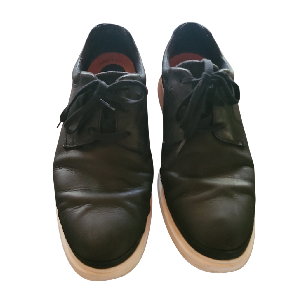 Rockport Total Motion Sport Dress Shoes Mens 11W Black Leather White Sole CH1932